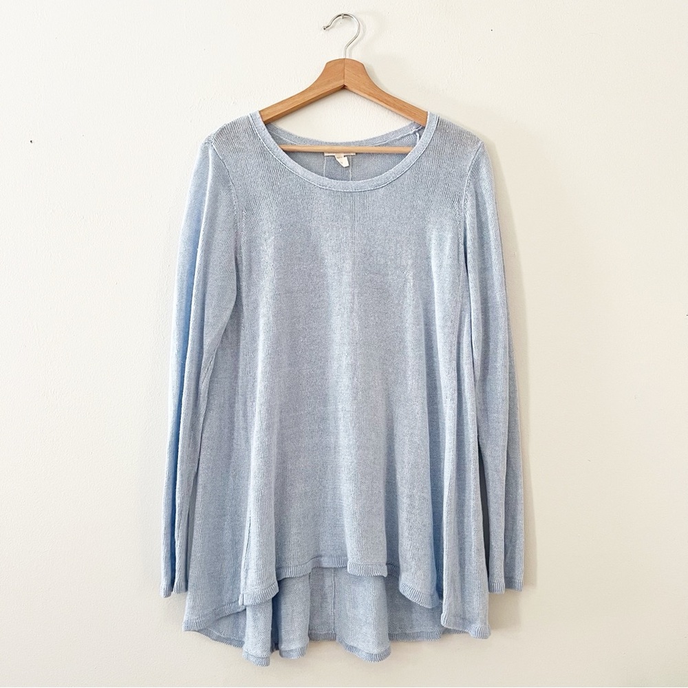 EILEEN FISHER Womens 100% Linen Pullover Sweater Long Sleeve Solid blue medium